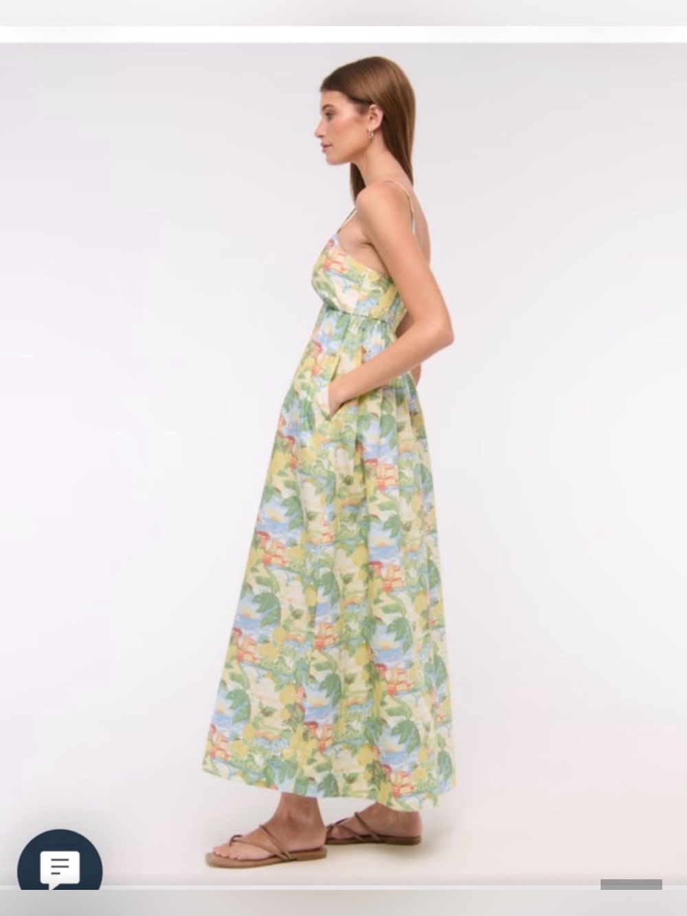 Abercrombie & Fitch Yellow and Green Printed Maxi Sundress